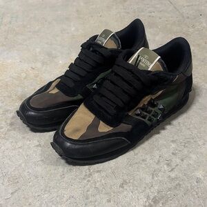 Valentino Black and Green Camouflage Sneakers